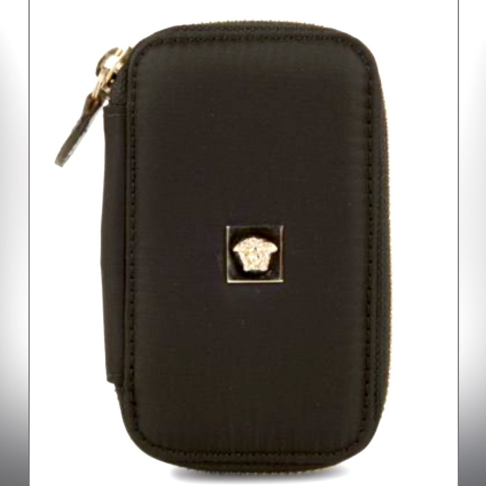 Versace Black Pouch with Silver Medusa Logo for keys unisex EUC with COA